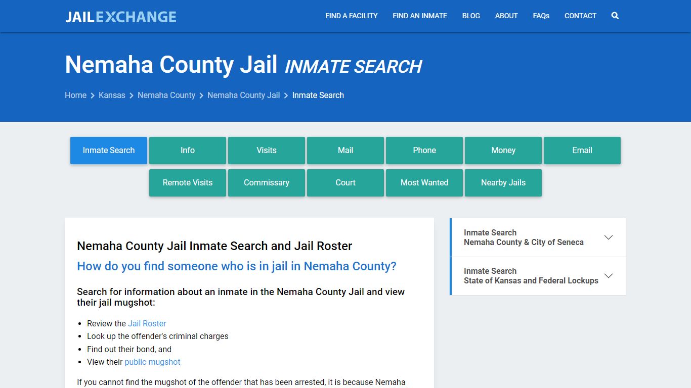 Inmate Search: Roster & Mugshots - Nemaha County Jail, KS